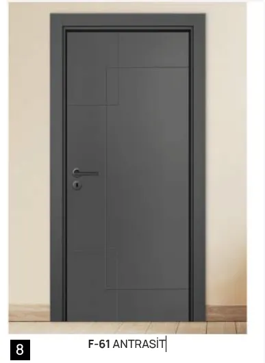 Porte laquée anthracite F-61 avec panneau à motif géométrique (10 cm)