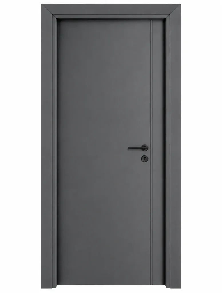 Porte à revêtement en PVC anthracite F-64 avec design à panneaux linéaires (10 cm)