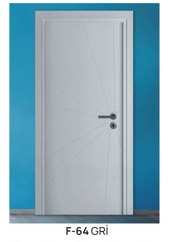 Porte à revêtement en PVC gris F-64 avec design à rainures diagonales