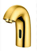 [FLB10-A-2] Gold-Coloured Photocell Curved Spout Wash-Basin Faucet with Single Water Inlet