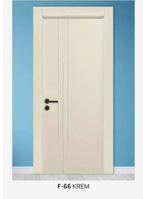 Porte à revêtement en PVC crème F-66 avec panneau à lignes verticales (10 cm)