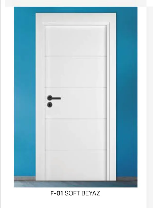 [MODEL F-01 (PVC FOIL COVER)] F-01 Soft White PVC Interior Door with Horizontal Panel Lines (10cm)