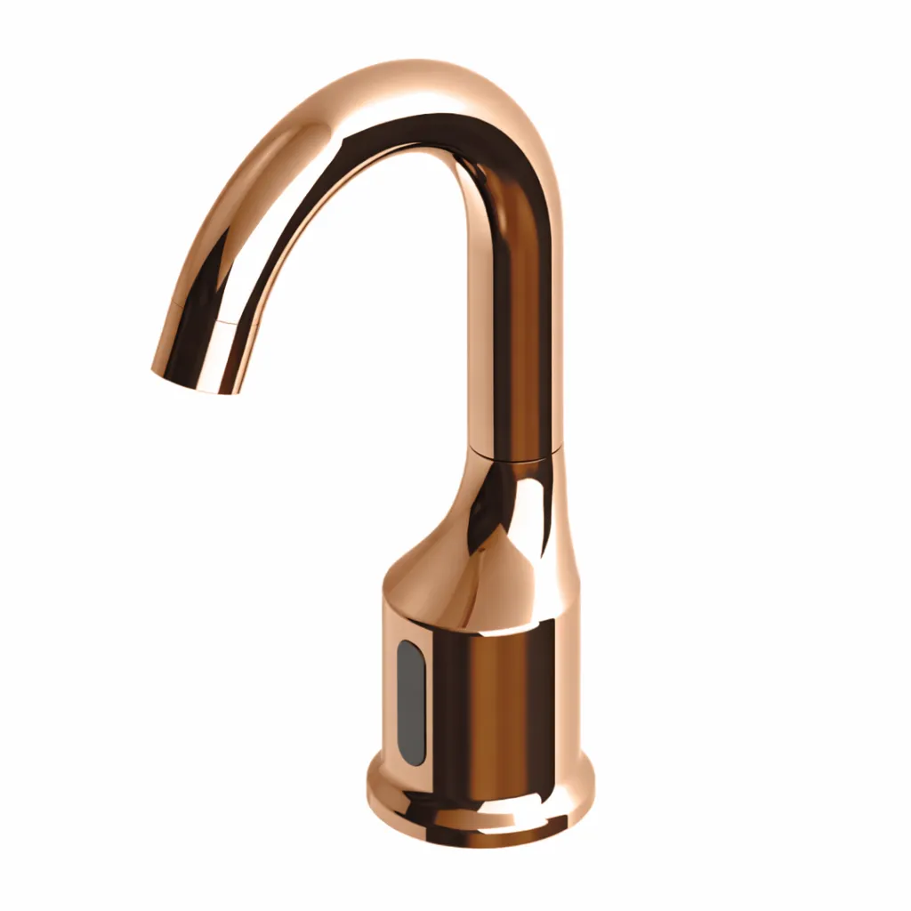 [FLB11-R-2] Robinet de lavabo à col de cygne avec cellule photoélectrique ton or et entrée d'eau unique