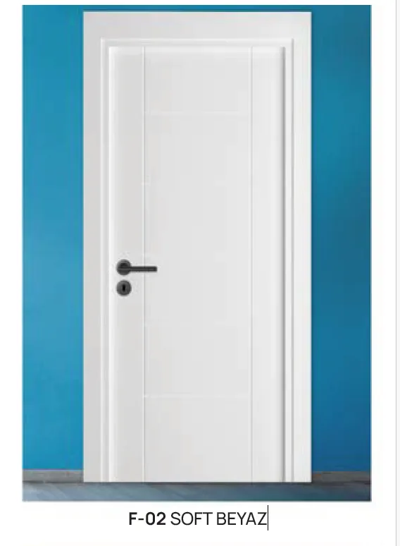 [MODEL F-02 (PVC FOIL COVER)] F-02 Soft White PVC Interior Door with Vertical Panel Design (10cm)