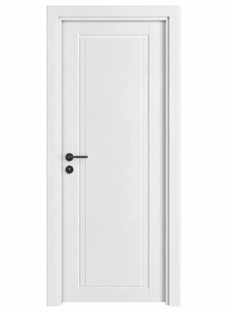 F-02 Soft White PVC Interior Door with Vertical Panel Design