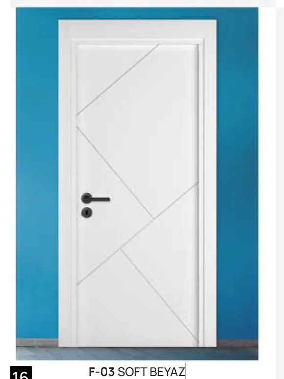 [MODEL F-03 (PVC FOIL COVER)] Porte intérieure en PVC F-03 blanc doux à panneau géométrique (10 cm)