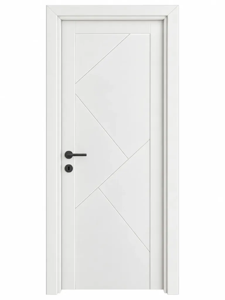 [MODEL F-03 (PVC FOIL COVER)] Porte intérieure en PVC F-03 blanc doux à panneau géométrique (10 cm)