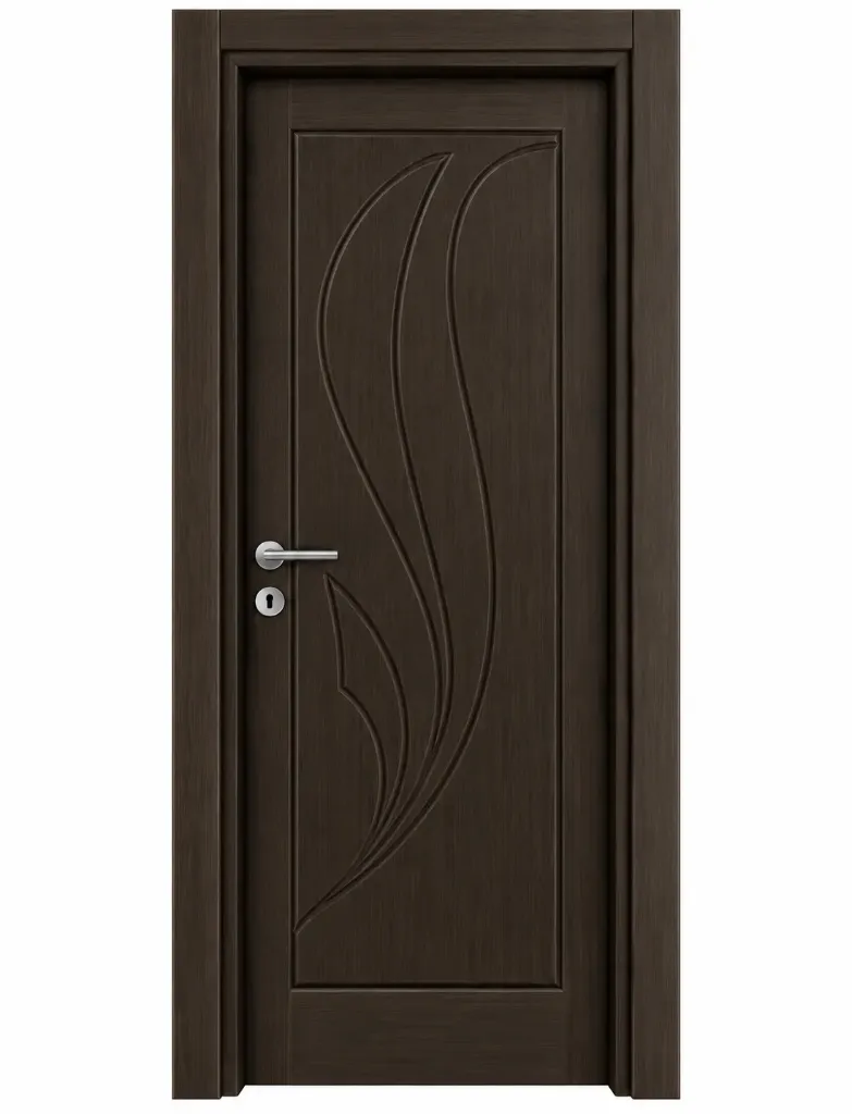 F-10 Wenge PVC Interior Door with Curved Panel Design