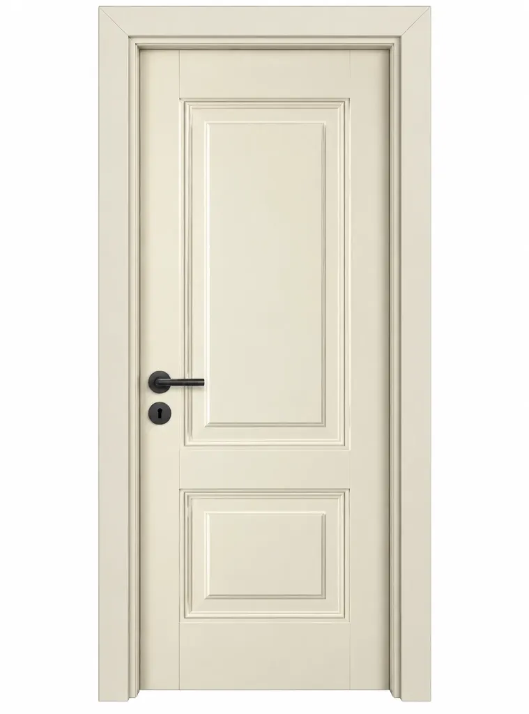 [MODEL F-13 (PVC FOIL COVER)] Porte intérieure en PVC crème F-13 avec panneaux surélevés (10 cm)