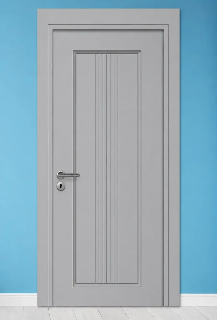 F-14 Grey PVC Foil Covered Door with Vertical Grooved Panel (10cm)