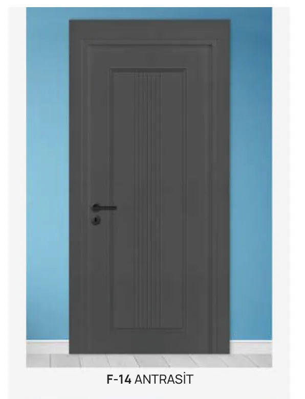 Porte en PVC avec film anthracite F-14 et panneau central nervuré (10 cm)