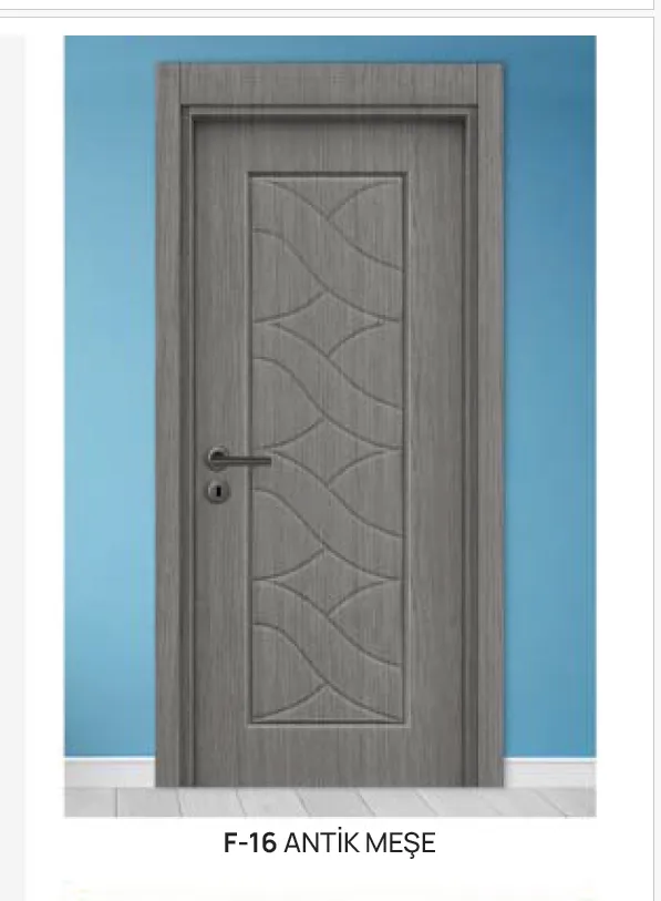Model F-16 Antique Oak PVC Foil Door with Curved Panel Design