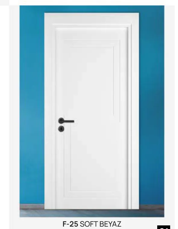 Porte à panneau unique recouverte de film PVC blanc doux F-25 (10 cm)