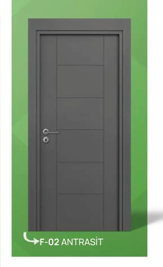 Porte intérieure F-02 Anthracite en microlaminé avec panneau encastré