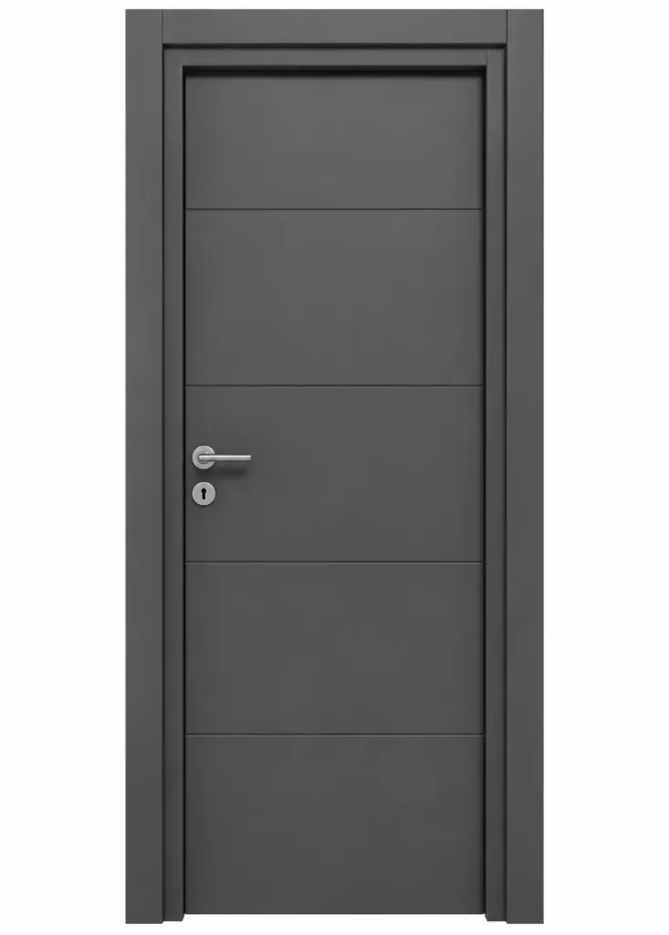 F-01 Anthracite Microlaminate Interior Door with Horizontal Grooves