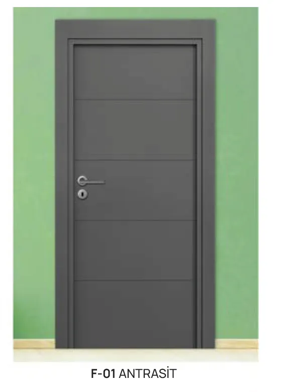 [MODEL F-01 (MICROLAMINATE CLASSIC LINE)] F-01 Anthracite Microlaminate Interior Door with Horizontal Grooves (10cm)