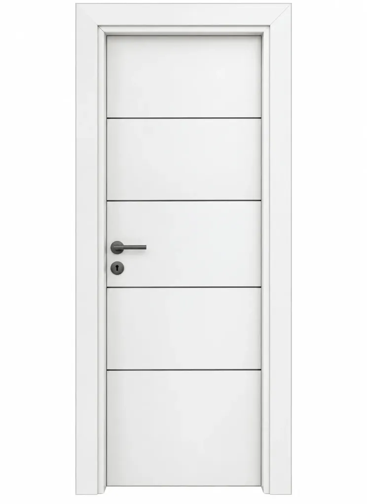 [MODEL F-01 (MICROLAMINATE PREMIUM LINE)] F-01 White Interior Microlaminate Door with Black Horizontal Fuga Lines (10cm)