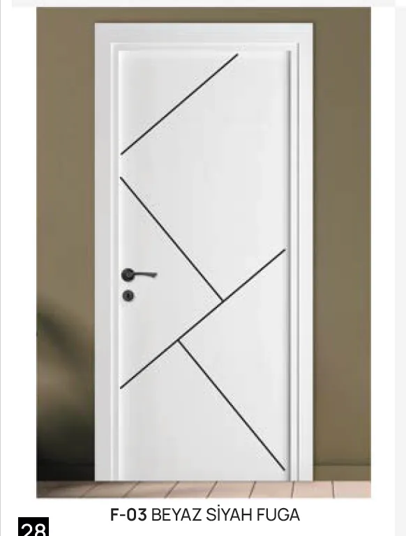 [MODEL F-03 (MICROLAMINATE PREMIUM LINE)] F-03 White and Black Fuga Microlaminate Interior Door (10cm)