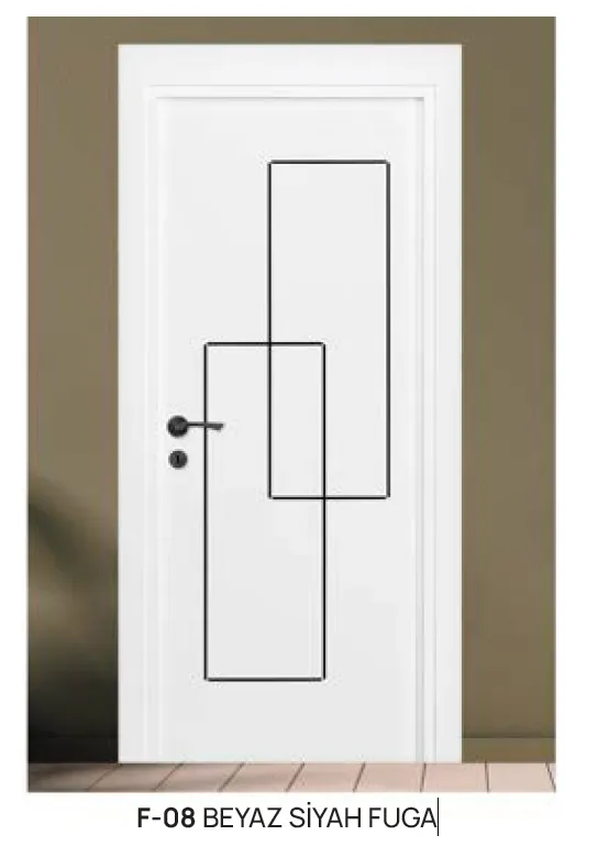 [MODEL F-08 (MICROLAMINATE PREMIUM LINE)] F-08 White and Black Fuga Microlaminate Interior Door (10cm)