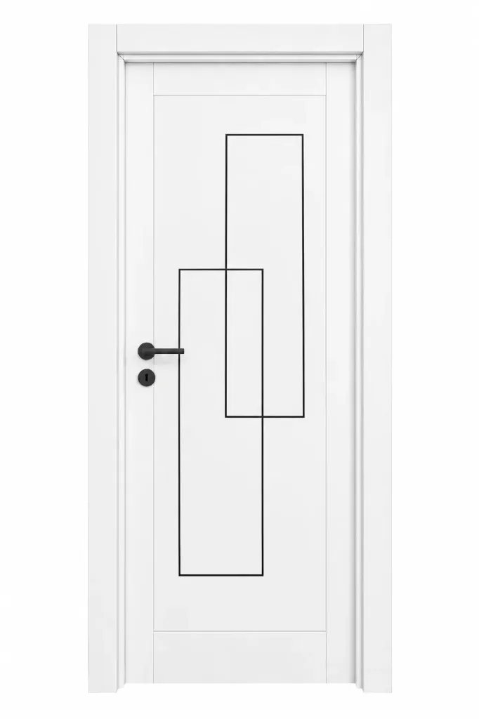 [MODEL F-08 (MICROLAMINATE PREMIUM LINE)] F-08 White and Black Fuga Microlaminate Interior Door (10cm)