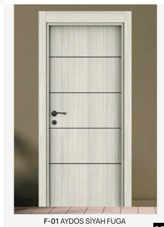 [MODEL F-01 (MICROLAMINATE CLASSIC LINE)] Porte intérieure microlaminée F-01 Aydos Black Fuga effet bois clair (10 cm)