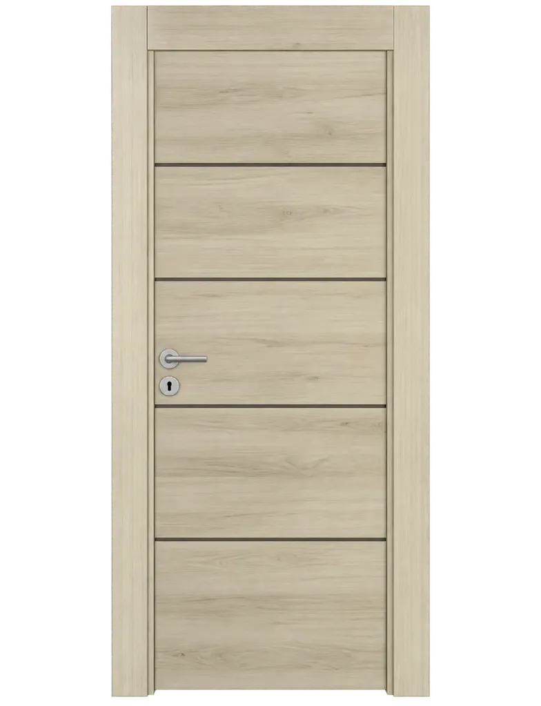 [MODEL F-01 (MICROLAMINATE PREMIUM LINE)] Porte intérieure microlaminée à panneaux horizontaux effet bois clair F-01 Ilgaz (10 cm)