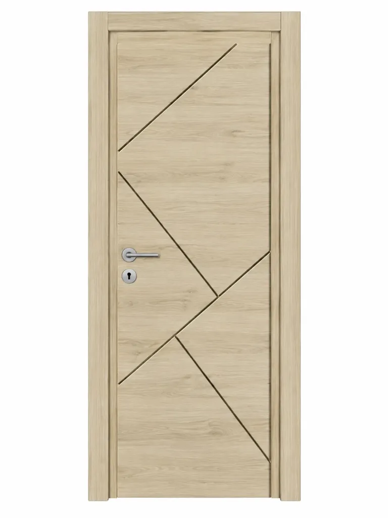 [MODEL F-03 (MICROLAMINATE PREMIUM LINE)] F-03 Ilgaz Light Wood-Effect Microlaminate Interior Door with Diagonal Line Design (10cm)