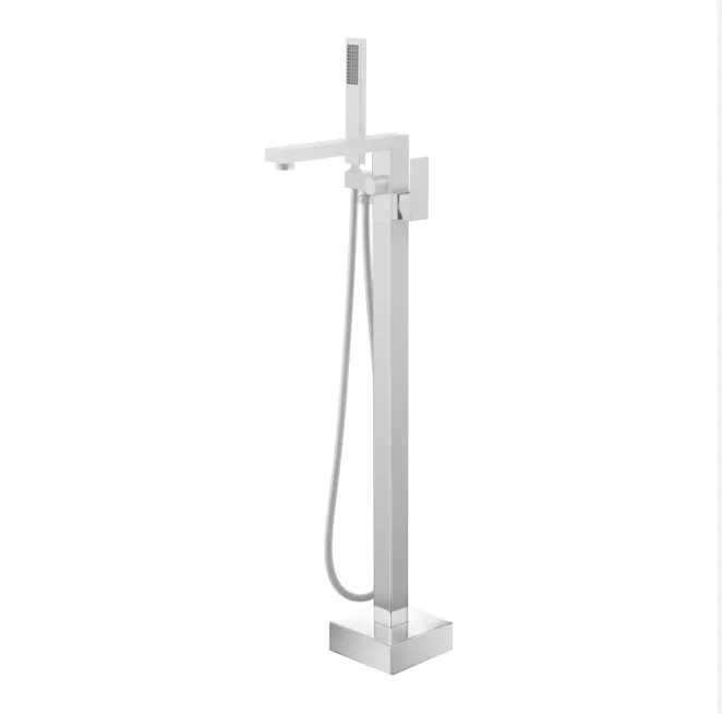 [YKB205] Robinet de baignoire sur pied finition chrome avec bec plat et douchette