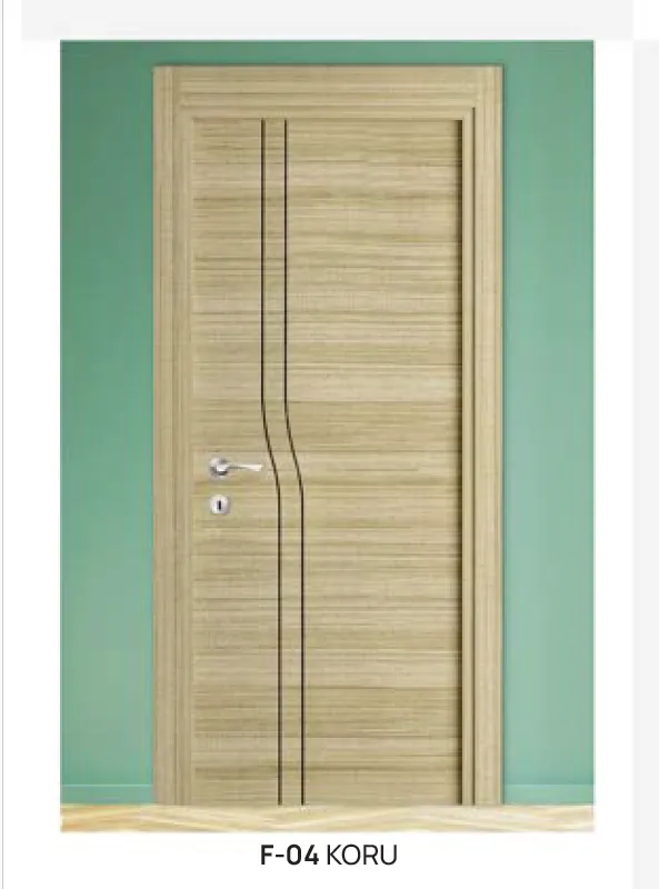 [MODEL F-04 (MICROLAMINATE PREMIUM LINE)] F-04 Koru Light Wood-Effect Microlaminate Interior Door with Vertical Line Detail (10cm)