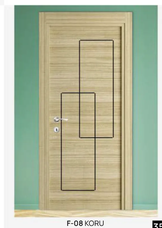 [MODEL F-08 (MICROLAMINATE PREMIUM LINE)] F-08 Koru Wood-Look Microlaminate Interior Door with Geometric Line Design (10cm)