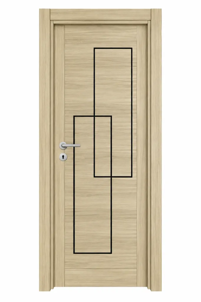 [MODEL F-08 (MICROLAMINATE PREMIUM LINE)] F-08 Koru Wood-Look Microlaminate Interior Door with Geometric Line Design (10cm)