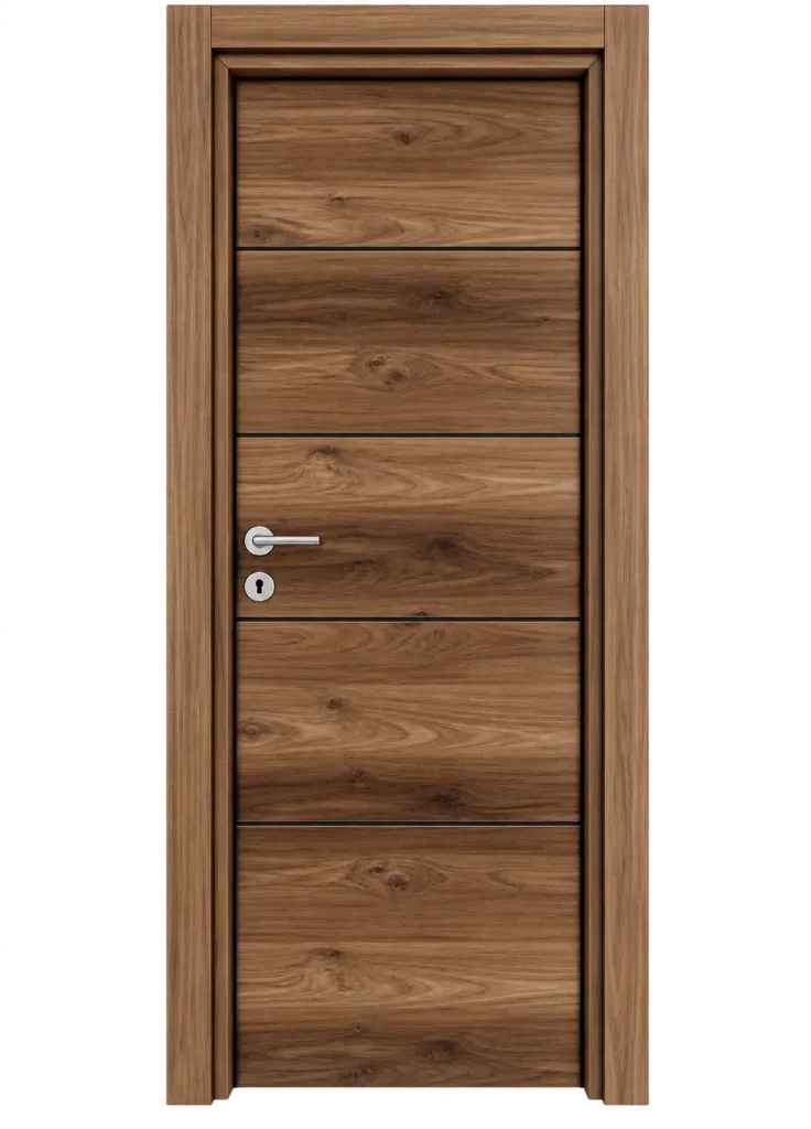 [MODEL F-01 (MICROLAMINATE PREMIUM LINE)] F-01 Madran Black Fuga Brown Wood-Look Microlaminate Interior Door (10cm)