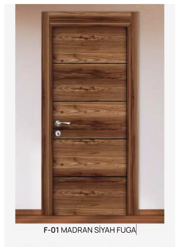 [MODEL F-01 (MICROLAMINATE PREMIUM LINE)] Porte intérieure microlaminée F-01 Madran Noir Fuga aspect bois brun (10 cm)