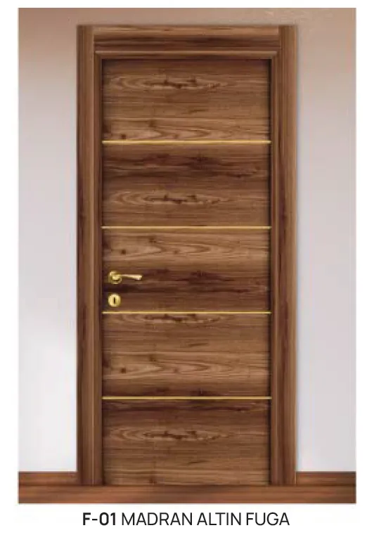 [MODEL F-01 (MICROLAMINATE PREMIUM LINE)] Porte intérieure microlaminée F-01 Madran Gold Fuga aspect bois (10 cm)
