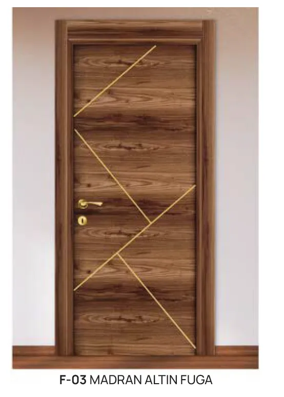 [MODEL F-03 (MICROLAMINATE PREMIUM LINE)] Porte intérieure microlaminée F-03 Madran Gold Fuga aspect bois brun (10 cm)