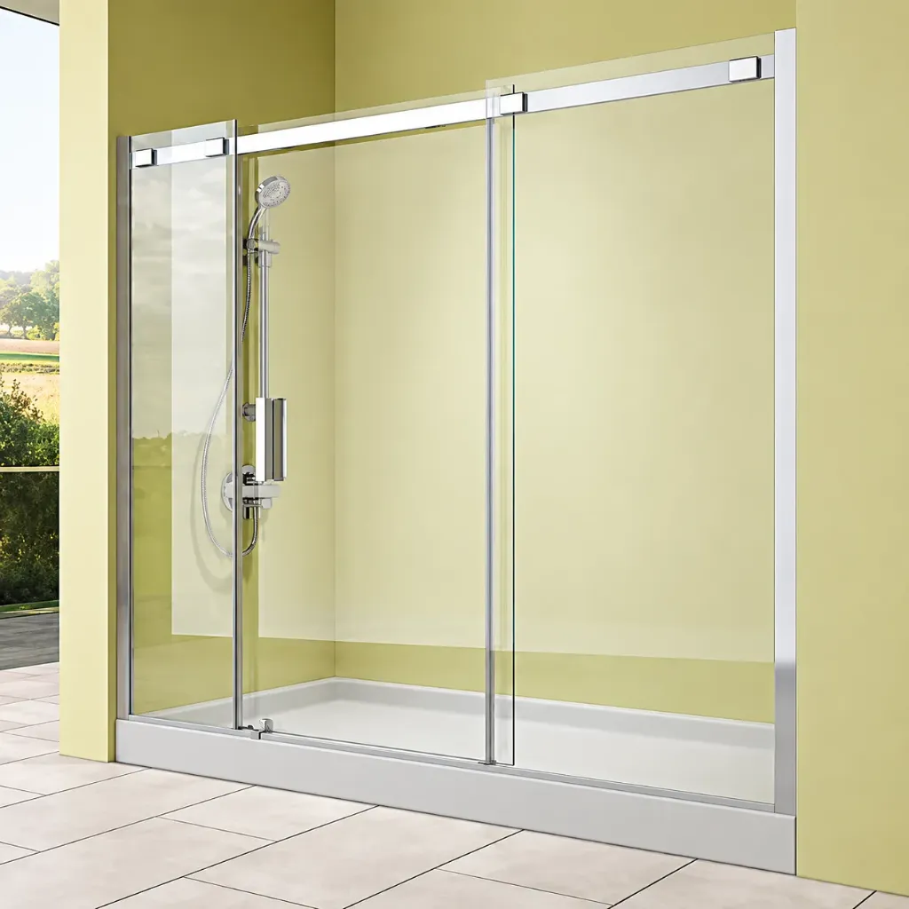Cabine de Douche Coulissante en Verre Matrix D121A 195 cm avec Cadre Argenté