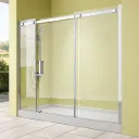 Matrix D121A 195 cm Sliding Glass Shower Cabin with Silver-Tone Frame