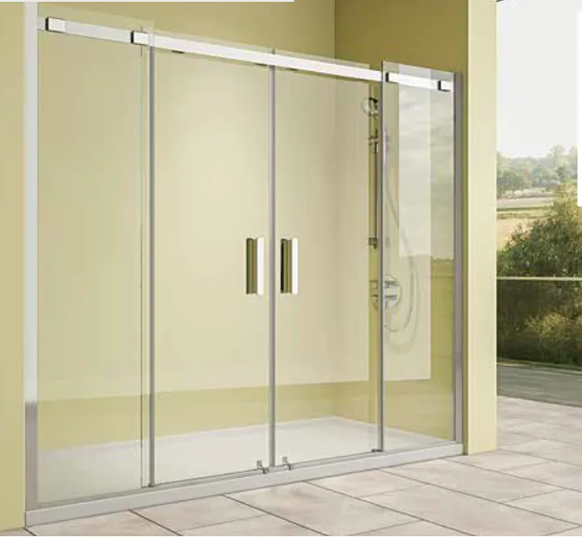 Cabine de douche coulissante Matrix D122A 195 cm en verre clair avec poignées doubles (Noir, 150)