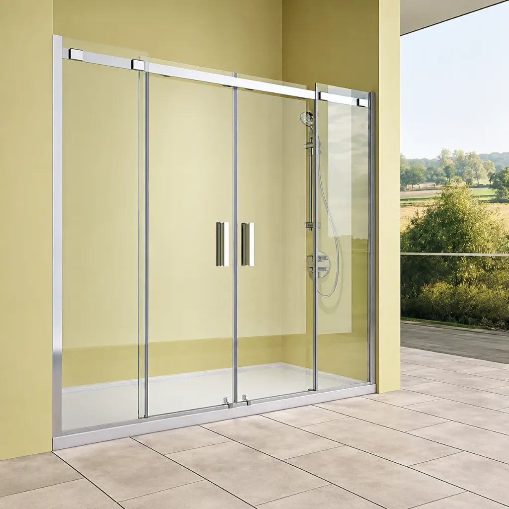 Cabine de douche coulissante Matrix D122A 195 cm en verre clair avec poignées doubles