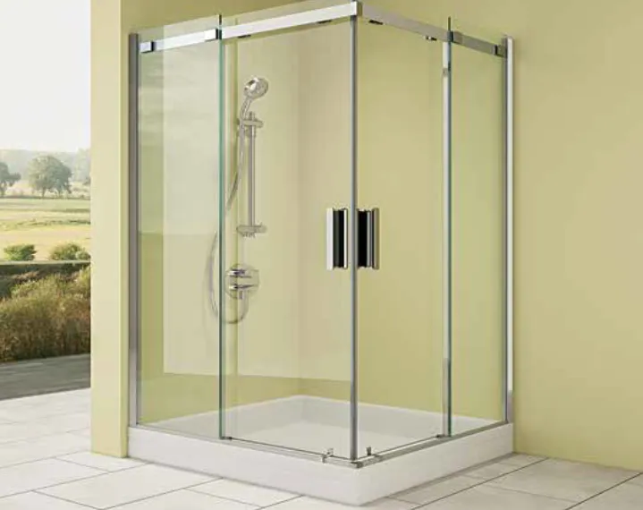 Cabine de douche d'angle en verre Matrix D222A 195 cm avec poignées doubles (Noir, 80x80)