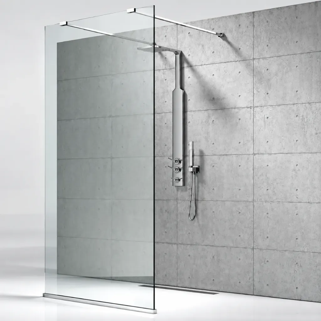 Cabine de Douche à l'Italienne avec Panneau Transparent, Hauteur Standard 190