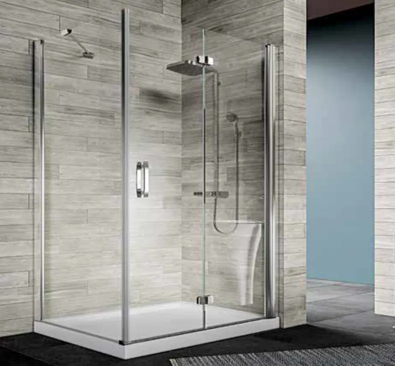 Cabine de douche d'angle transparente Nova D212A 190 cm avec base blanche