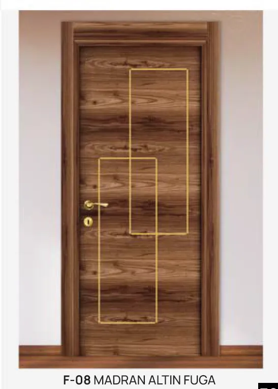 [MODEL F-08 (MICROLAMINATE PREMIUM LINE)] Porte intérieure microlaminée F-08 Madran Gold Fuga aspect bois brun (10 cm)