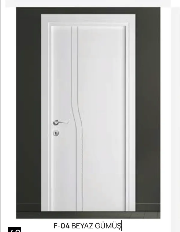 [MODEL F-04 (MICROLAMINATE PREMIUM LINE)] Porte intérieure microlaminée blanche et argent F-04 avec détail de ligne courbe (10 cm)