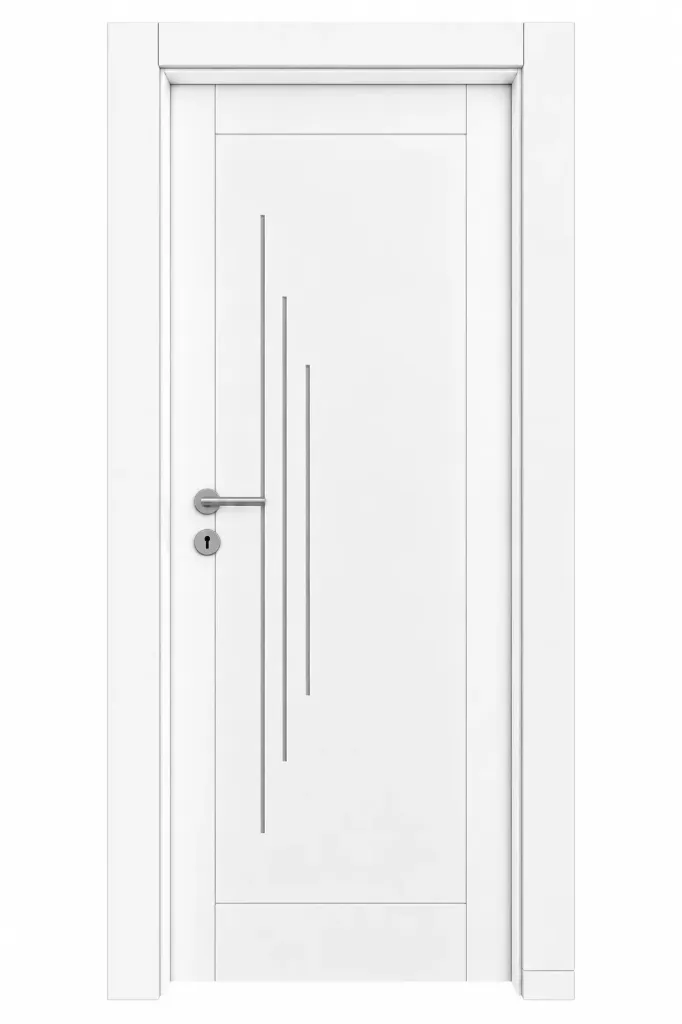 [MODEL F-12 (MICROLAMINATE PREMIUM LINE)] F-12 White Silver Microlaminate Interior Door with Vertical Accents (10cm)
