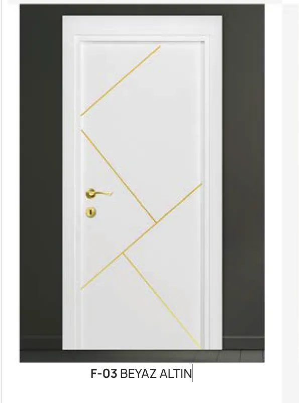 [MODEL F-03 (MICROLAMINATE PREMIUM LINE)] Porte intérieure microlaminée F-03 blanc et or (10 cm)