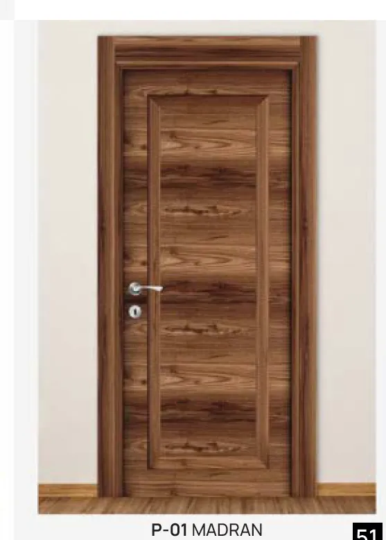 [MODEL P-01 (MICROLAMINATE WITH STICK)] P-01 Madran Brown Wood-Look Microlaminate Interior Door with Raised Panel (10cm)