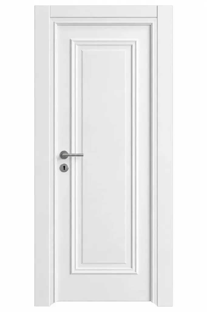 [MODEL P-01 (MICROLAMINATE WITH STICK)] P-01 Porte intérieure en microlaminé blanc avec panneau surélevé (10 cm)
