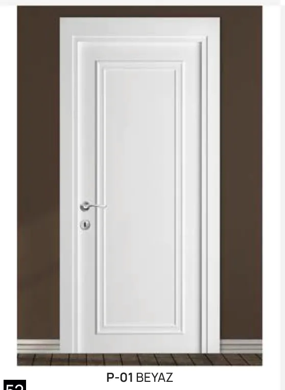 [MODEL P-01 (MICROLAMINATE WITH STICK)] P-01 Porte intérieure en microlaminé blanc avec panneau surélevé (10 cm)