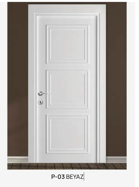 [MODEL P-03 (MICROLAMINATE WITH STICK)] P-03 Porte intérieure microlaminée blanche à trois panneaux (10 cm)